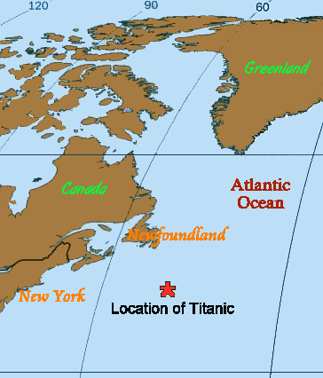 Location of Titanic