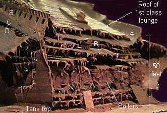 Tear in aft end of bow section